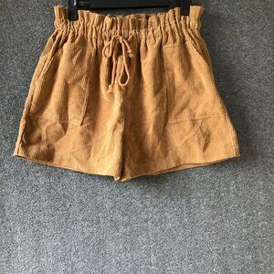 Favlux Supercute Corduroy Drawstring Shorts Sz M Two Pocket Brown